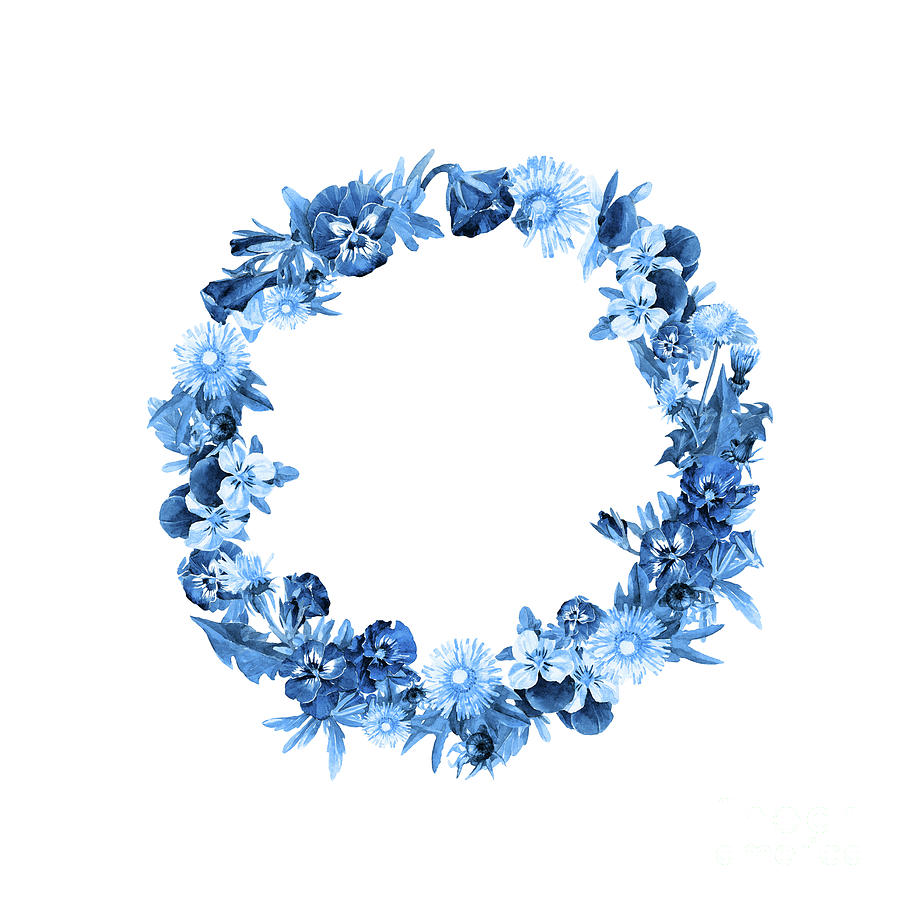 Round Frame Wreath Of Dandelion Digital Art by Svitanola