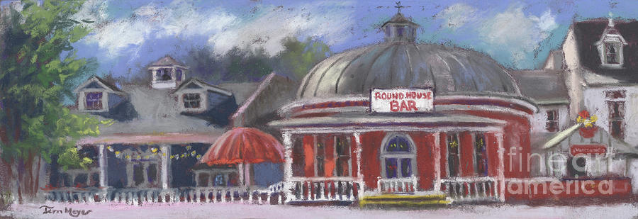 Round House Bar - Put-In-Bay Ohio Pastel by Terri  Meyer