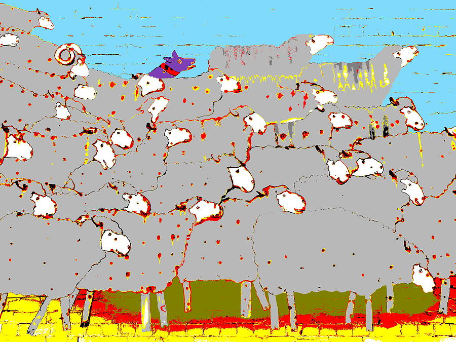 Rounding up the Sheep - Grey by Lexa Harpell Rounding up the Sheep - Grey by Lexa Harpell