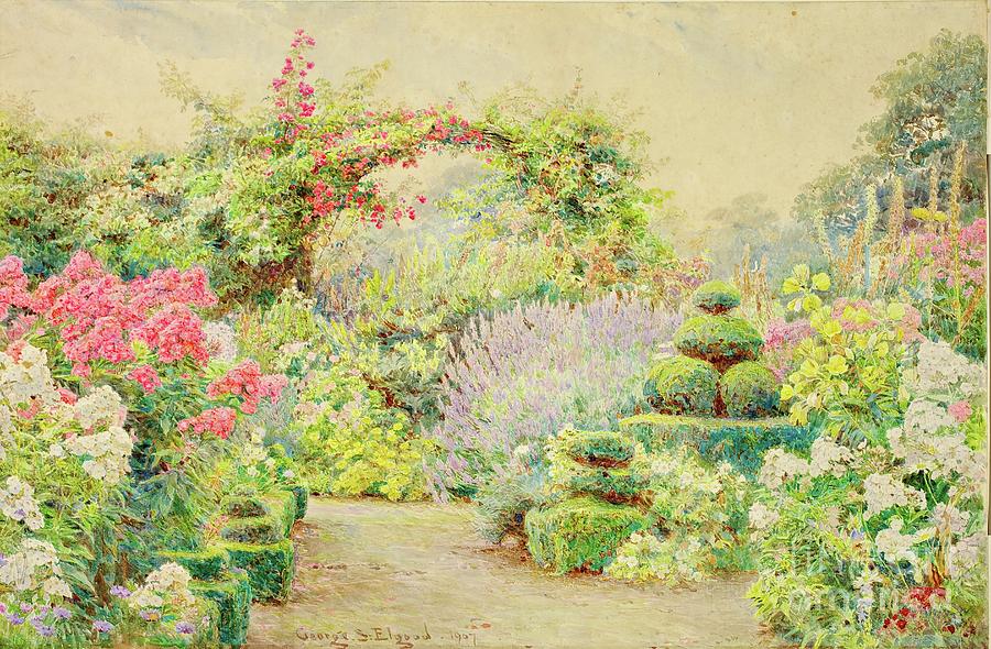 Roundscliffe, A Garden In Leicestershire, 1907 Painting By George 