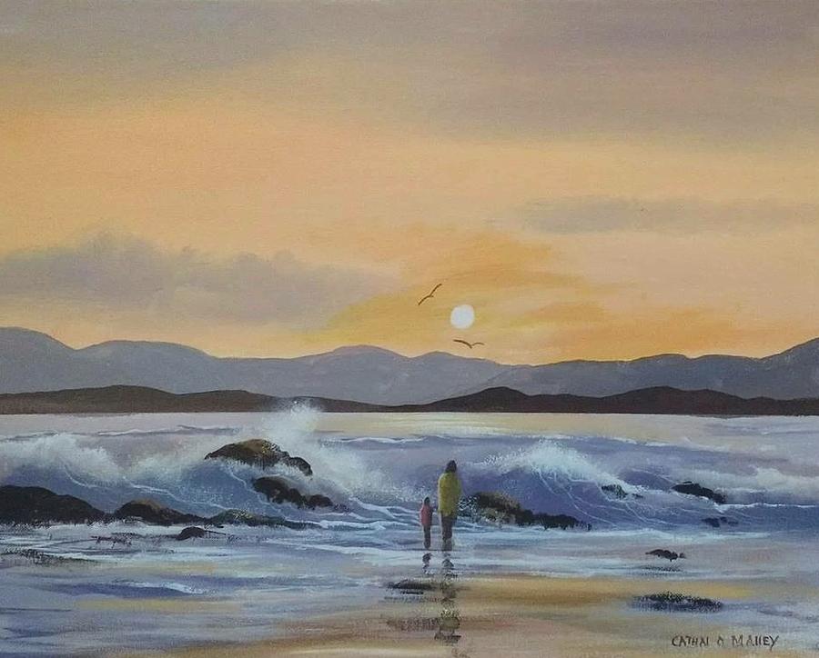 Roundstone Waves Painting by Cathal O malley