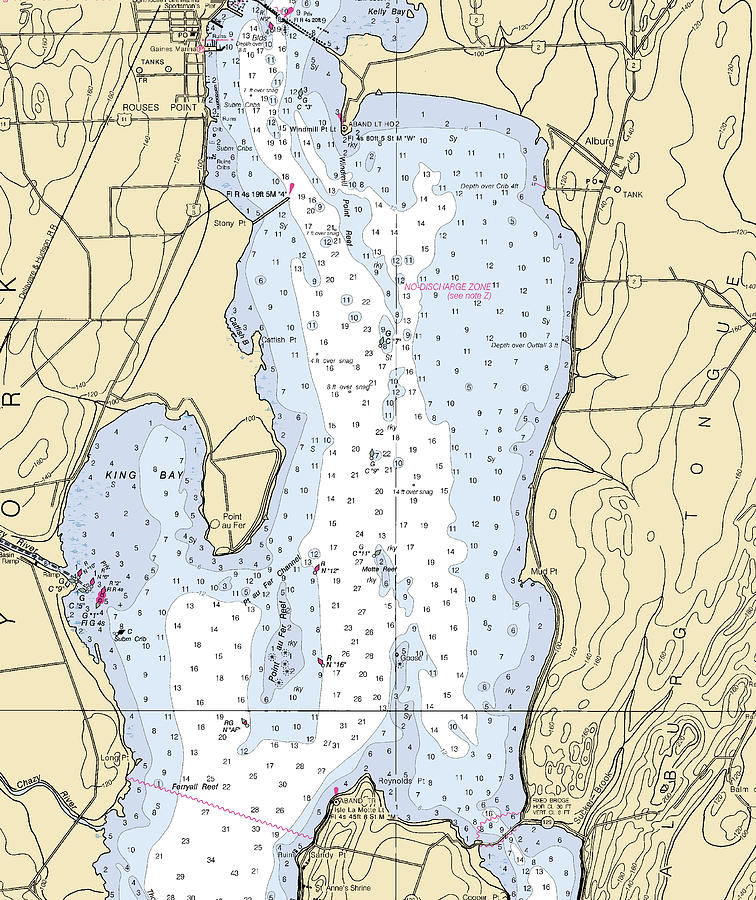 Rouses Point-lake Champlain Nautical Chart Mixed Media by Sea Koast ...