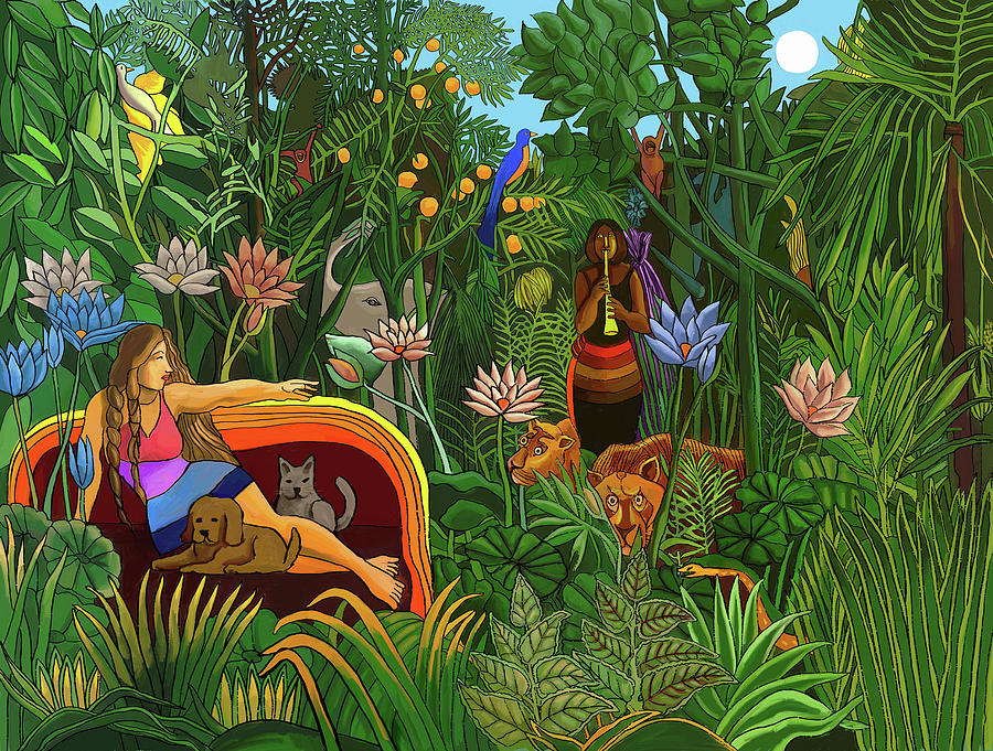 Jungle Digital Art - Rousseaus Cat by Howie Green
