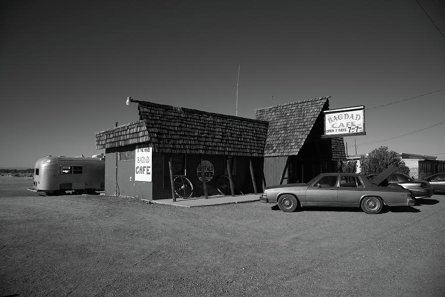 Route 66 - Bagdad Cafe 2012 BW Photograph by Frank Romeo