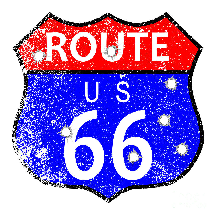 Sign Digital Art - Route 66 Bullet Holes by Bigalbaloo Stock