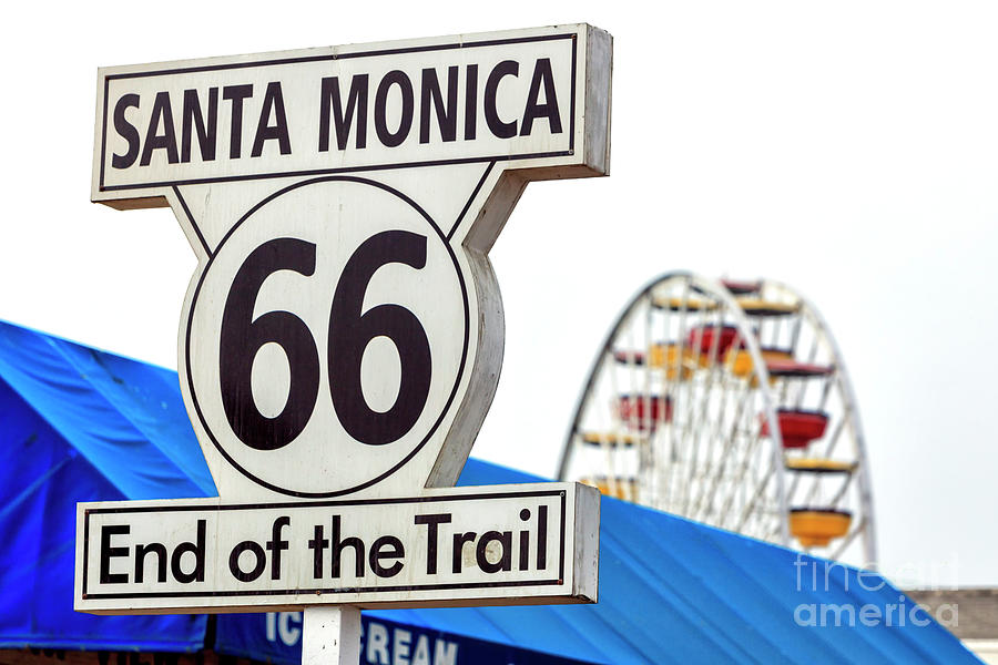 Santa Monica Photograph - Route 66 End of the Trail at the Santa Monica Pier by John Rizzuto