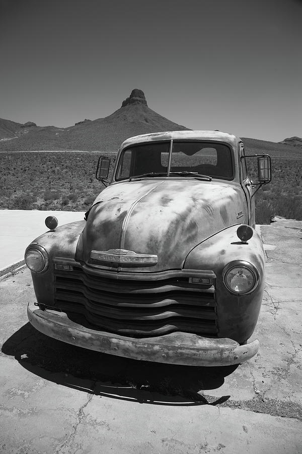 Route 66 - Old Pickup 2012 BW Photograph by Frank Romeo