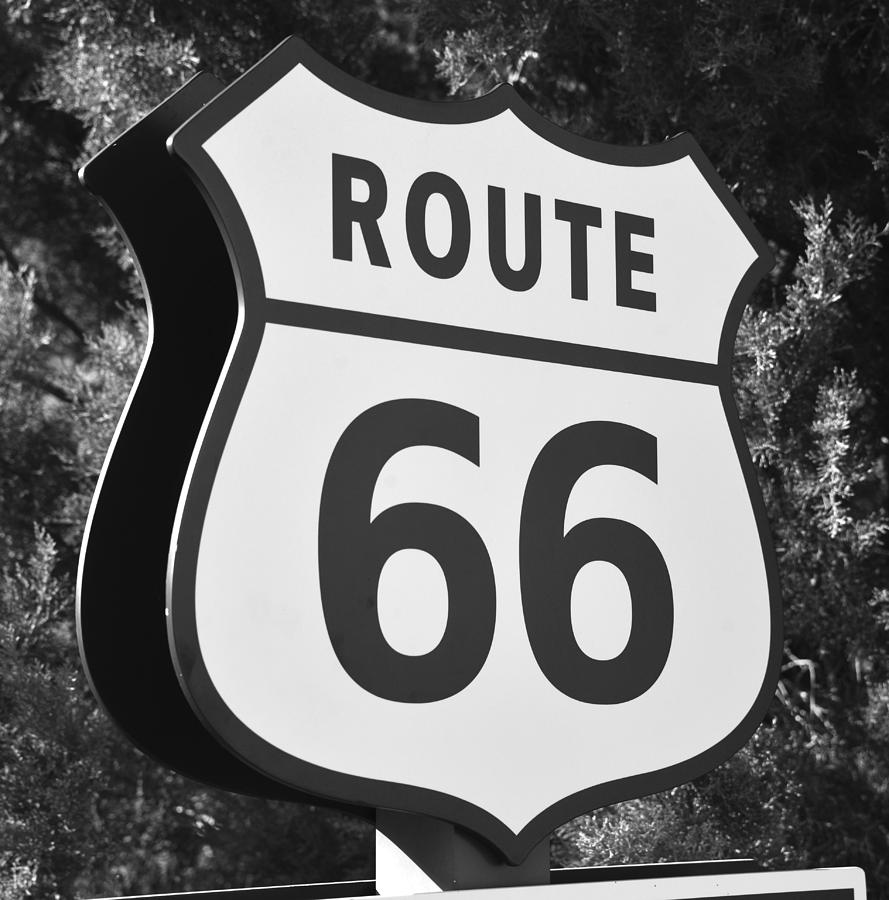 Route 66 sign black and white Photograph by David Lee Thompson