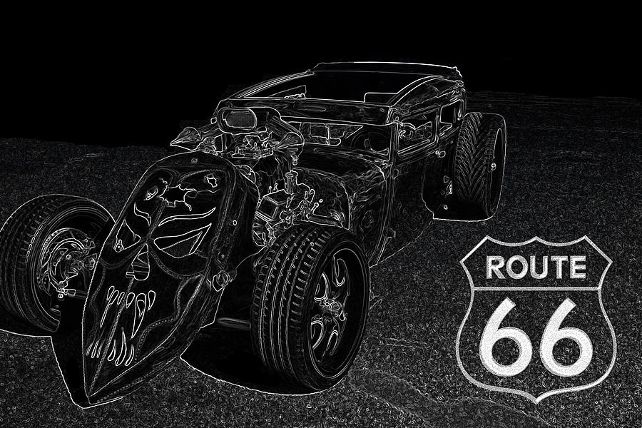 Route66 RatRod Drawing by Darrell Foster
