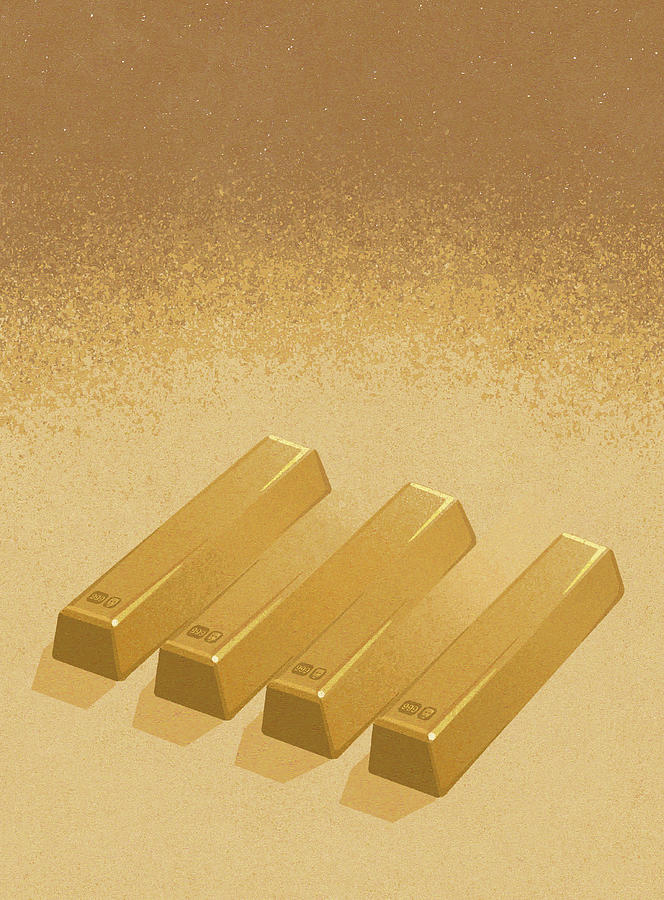 Row Of Gold Ingots As Optical Illusion Photograph by Ikon Images