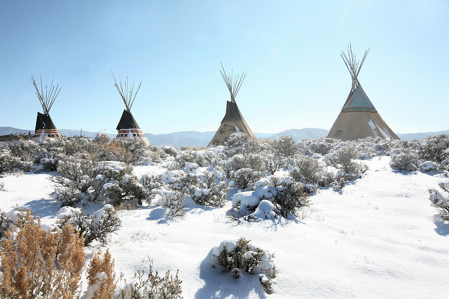 Row Of Teepees In A Snowy Field Photograph by Win-initiative Row Of Teepees In A Snowy Field Photograph by Win-initiative