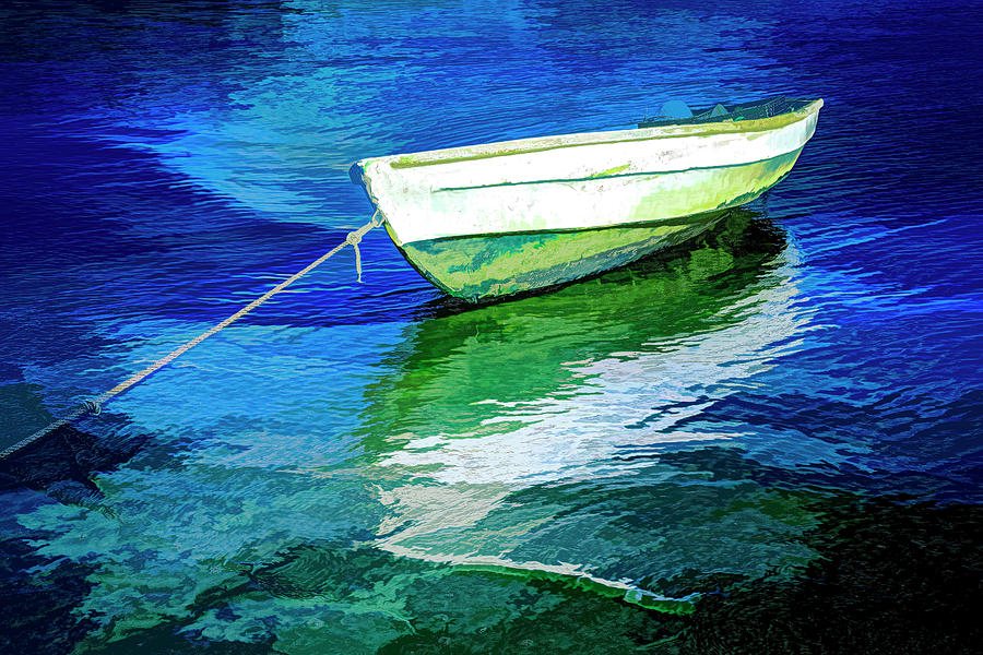 Rowboat in Blues Abstract Art Photograph by Debra and Dave Vanderlaan