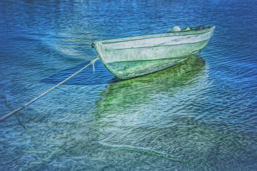 Rowboat in Cool Blues Photograph by Debra and Dave Vanderlaan