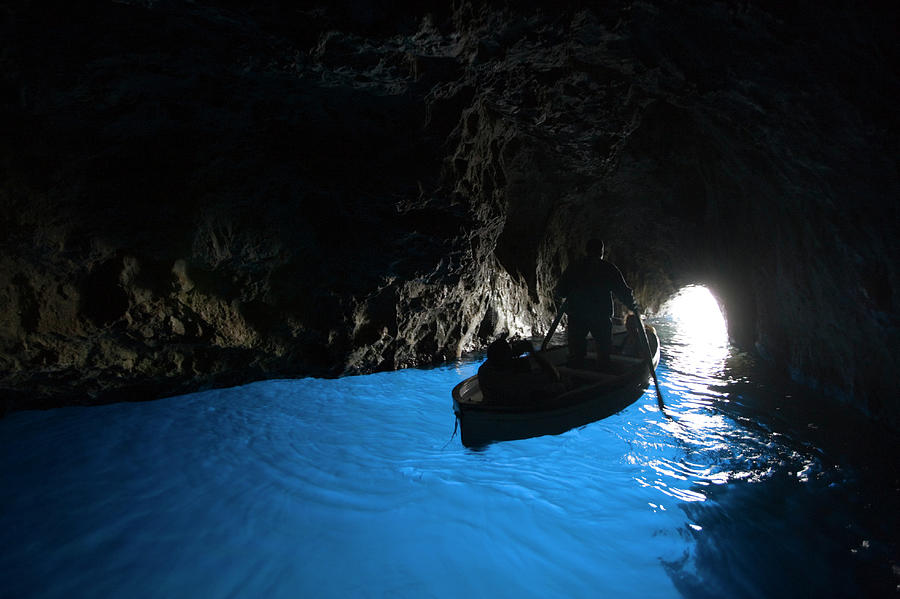 Rowboat Inside Blue Grotto Photograph by Holger Leue
