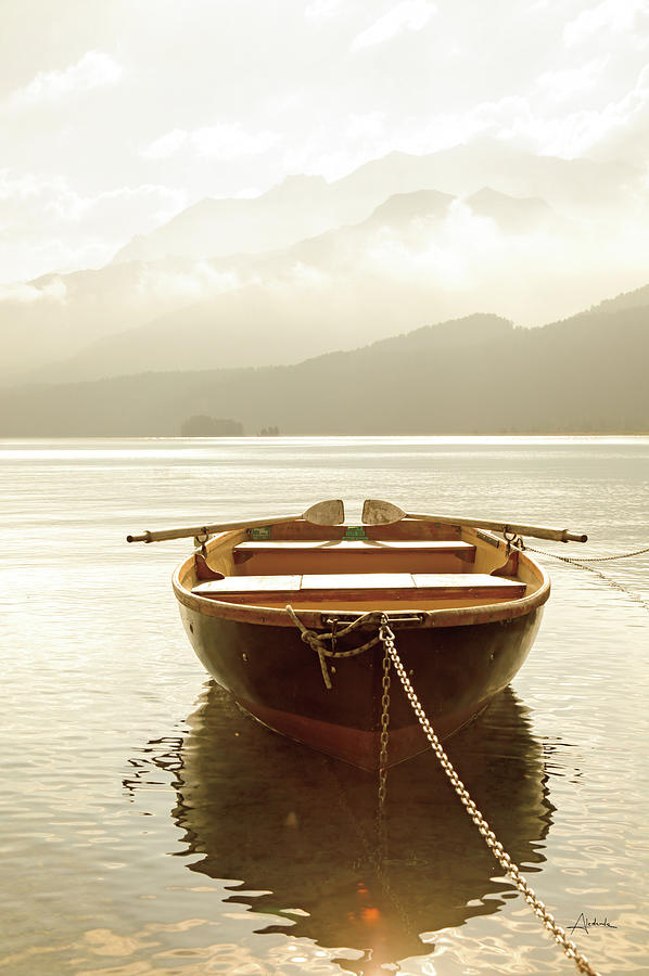 Boat Photograph - Rowboat On Lake Como by Aledanda