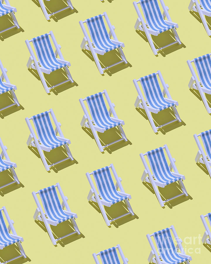 Rows Of Beach Chairs On Yellow Ground Digital Art by Westend61