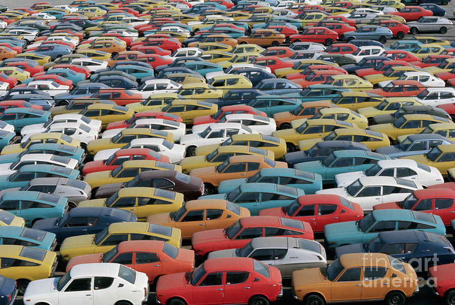 Rows Of Japanese Cars Waiting Photograph by Bettmann