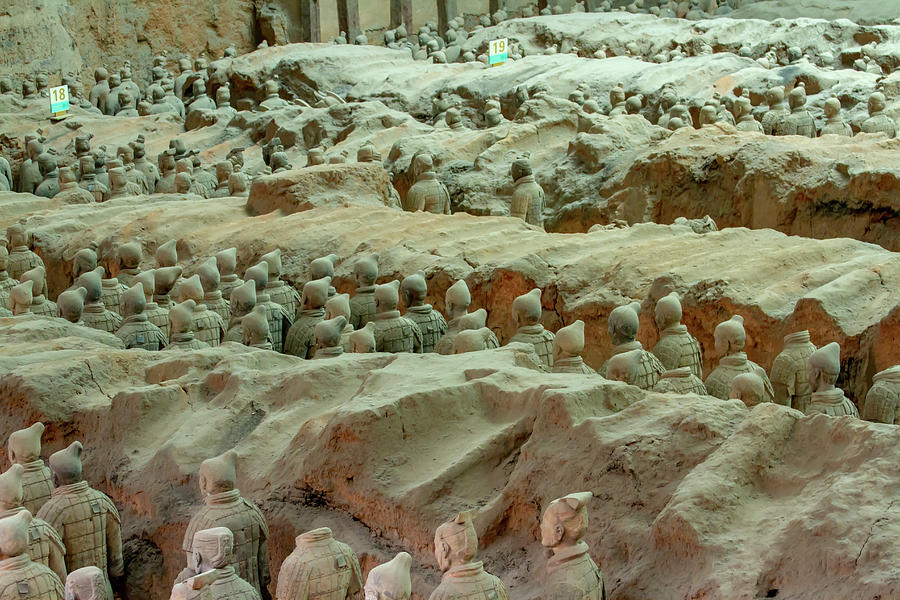Rows of Terra Cotta Warriors in Pit 1 Photograph by Karen Foley
