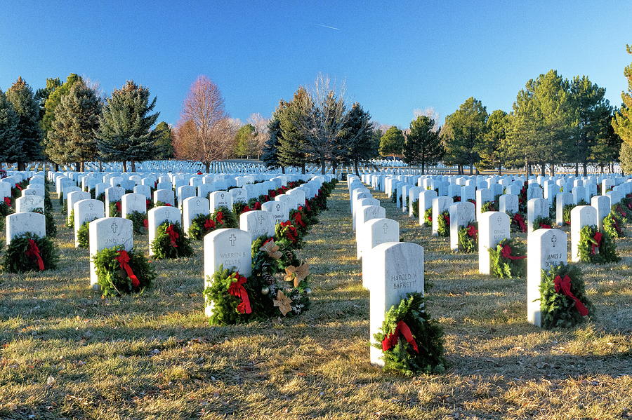 Rows of Wreaths and Headstones Photograph by Tony Hake