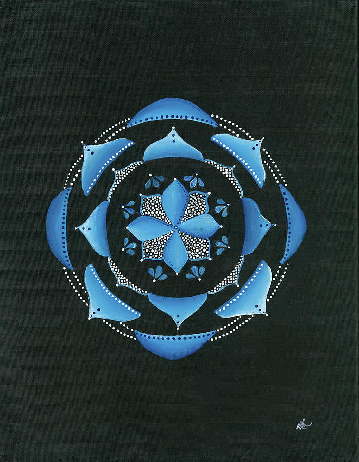 Pattern Digital Art - Royal Blue And Dots Mandala by Nicky Kumar