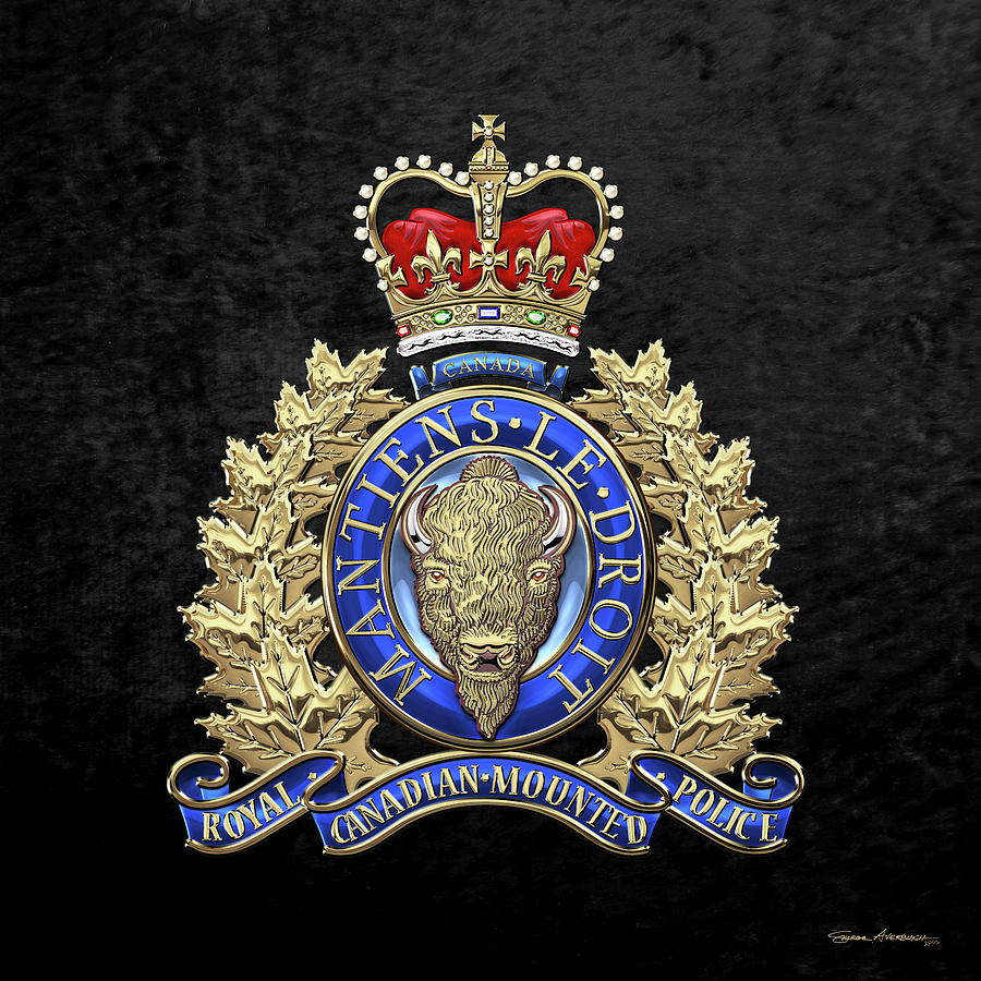Royal Canadian Mounted Police - R C M P Badge Over Black Velvet Digital ...