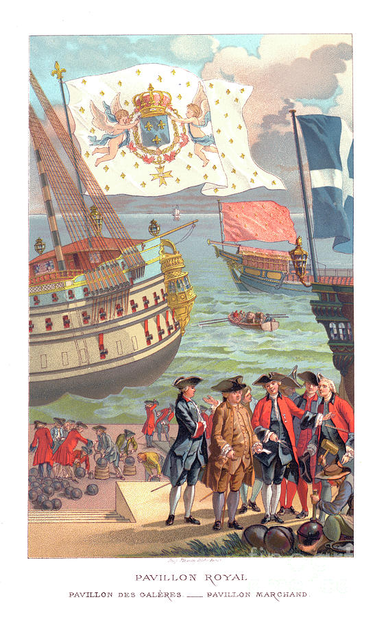 Royal Flag, Galleon Flag And Traders Drawing by Print Collector