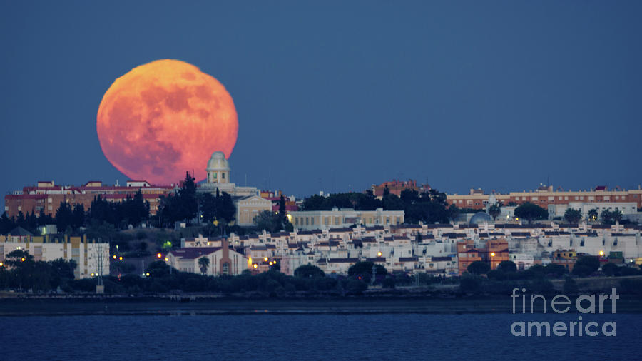 Royal Institute and Observatory of the Spanish Navy Full Moon Rising Photograph by Pablo Avanzini