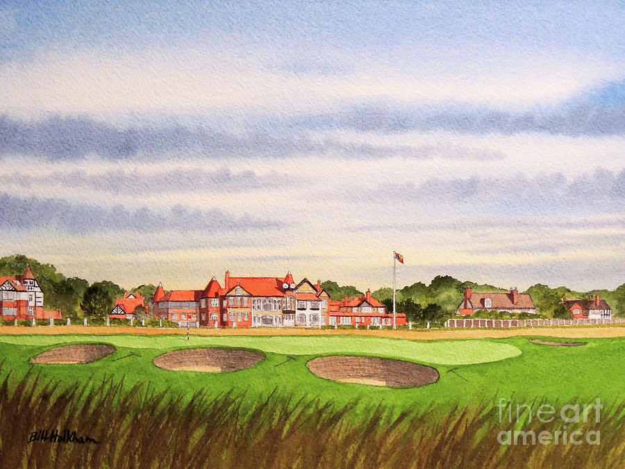 Tiger Woods Painting - Royal Liverpool Golf Course 18th Hole by Bill Holkham