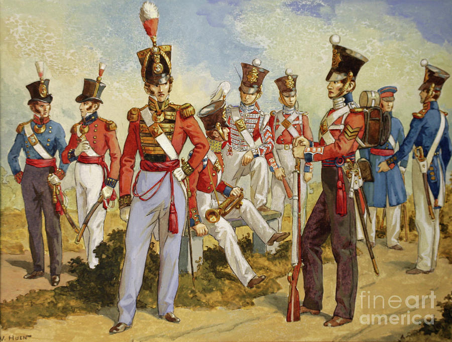 Royal Marines' Uniforms 1815-1850, C.1924 Painting by Victor Huen ...