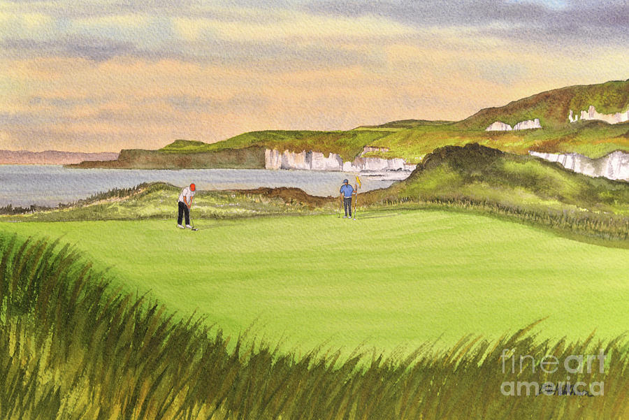 Royal Portrush Golf Course 5th Hole Painting by Bill Holkham