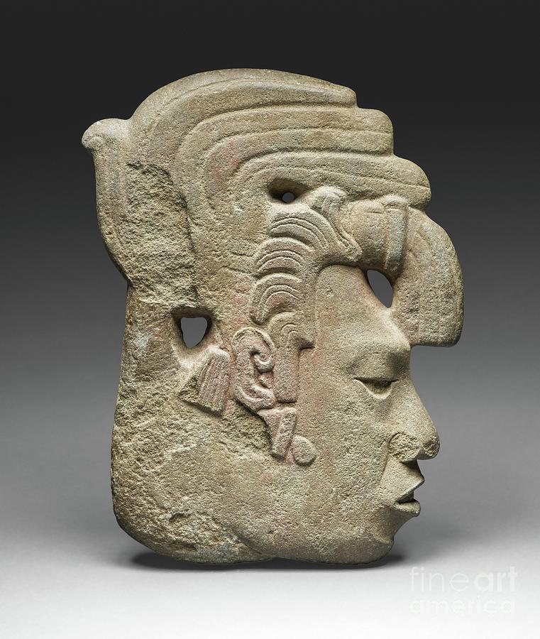 Mayan Photograph - Royal Profile, Mayan, Sandstone And Pigment by Mayan