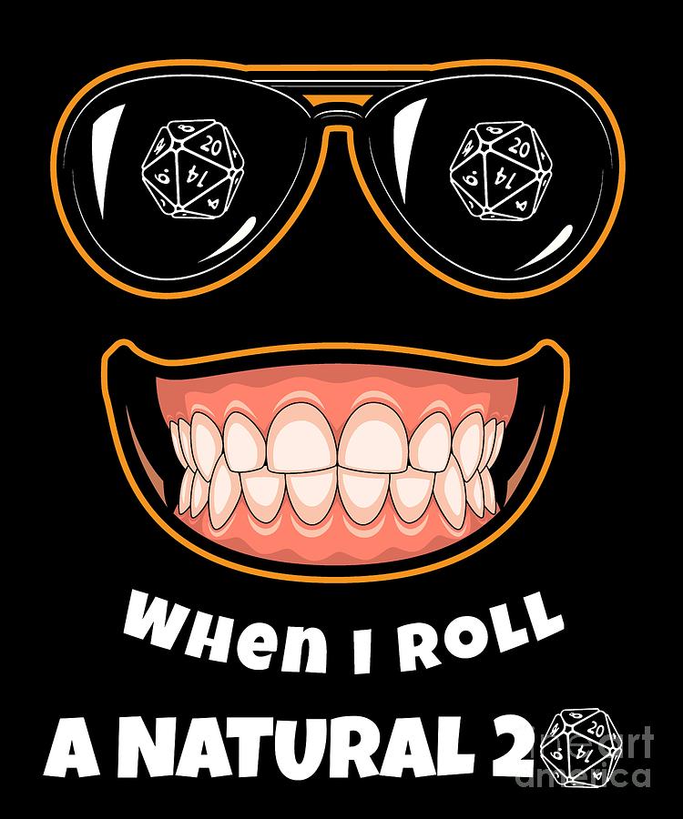 RPG Natural 20 Gaming Gift idea for Gamers Nerds and Geeks Digital Art by Martin Hicks