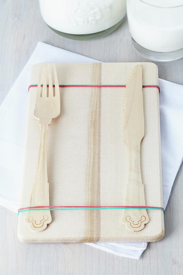 Rubber Bands Stopping Cutlery Slipping From Breakfast Board Photograph by Franziska Taube