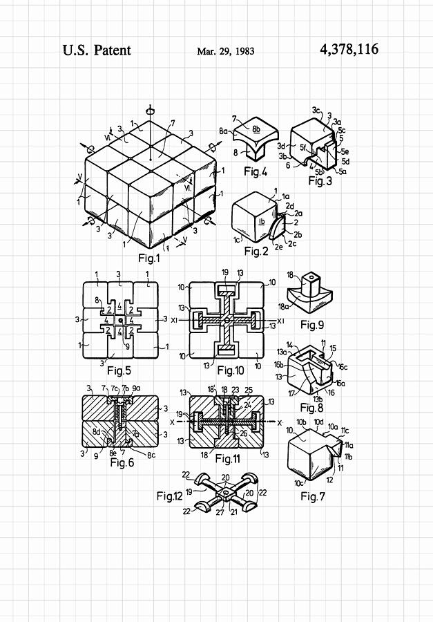Rubiks Cube Patent 1983 Digital Art by Marianna Mills