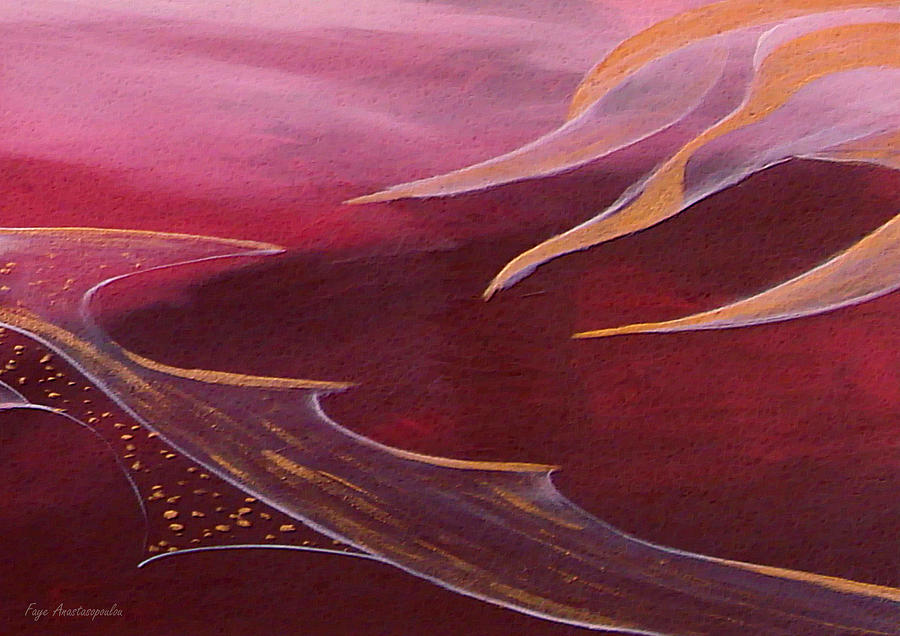 Abstract Painting - Ruby Abstraction by Faye Anastasopoulou