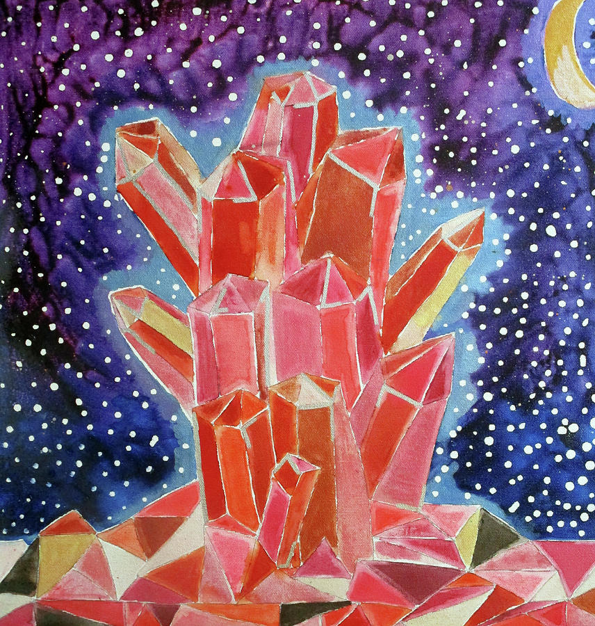 Crystals Painting - Ruby Aura Quartz by Lauren Moss