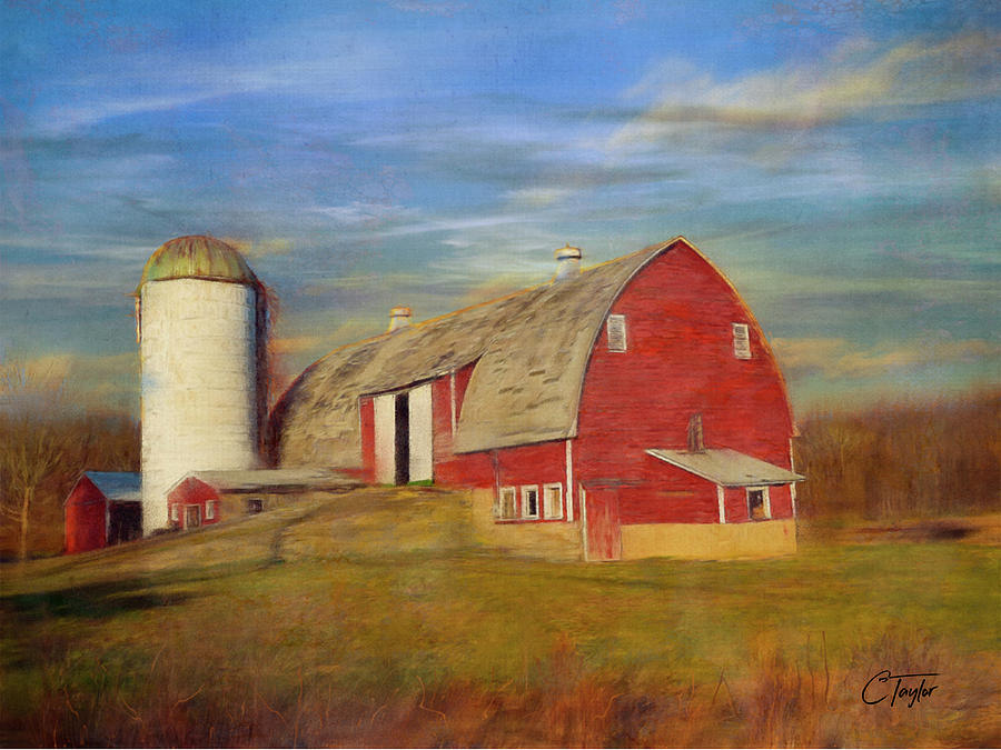 Ruby Red Barn Country Mixed Media