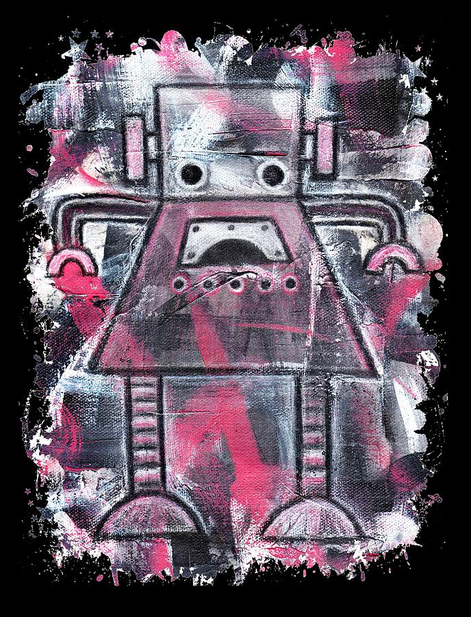 Ruby Robot Graphic Painting by Roseanne Jones