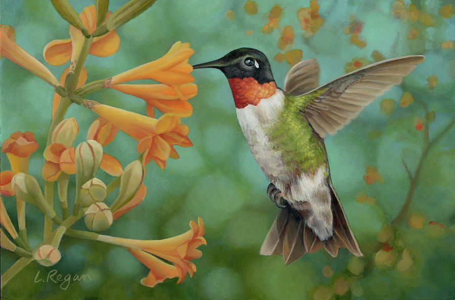 Hummingbird Painting - Rubys Takeout by Laura Regan