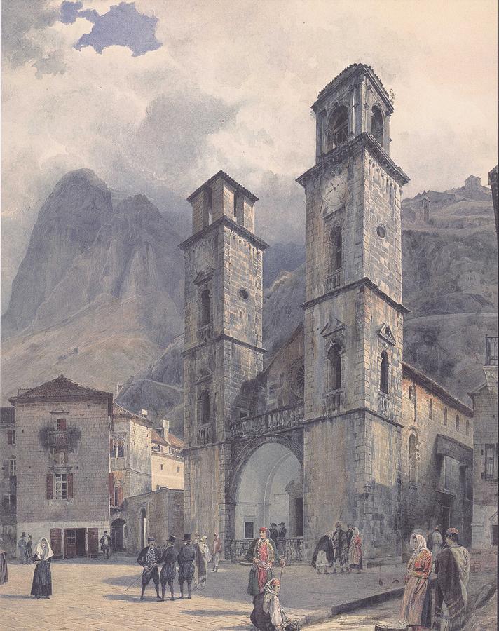 Rudolf Von Alt - Der Domplatz Von Cattaro - 1841 Painting
