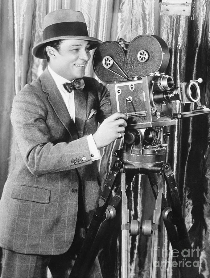 Rudolph Valentino Behind Movie Camera Photograph by Bettmann