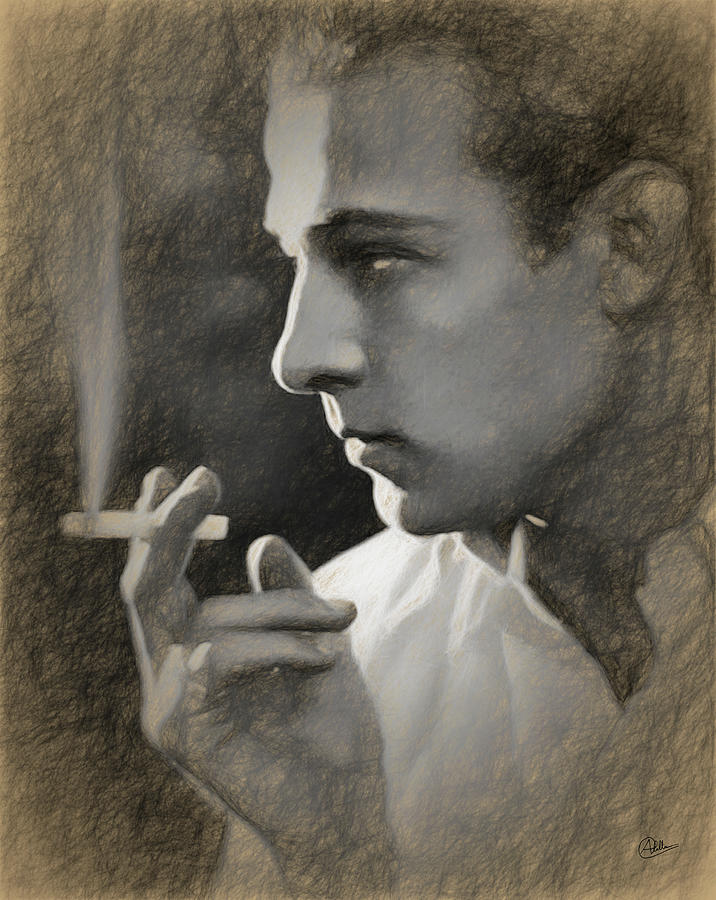 Rudolph Valentino in pencil Art by Abella - Pixels