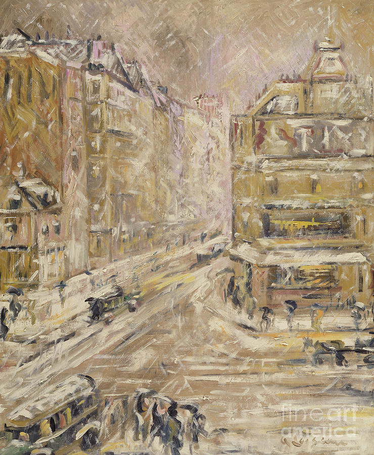 Winter Painting - Rue de Clignancourt Under Snow, 1924 by Gustave Loiseau