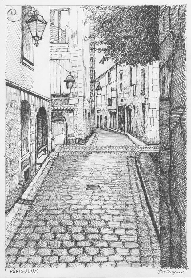 Rue Limogeanne Perigueux Drawing by Dai Wynn