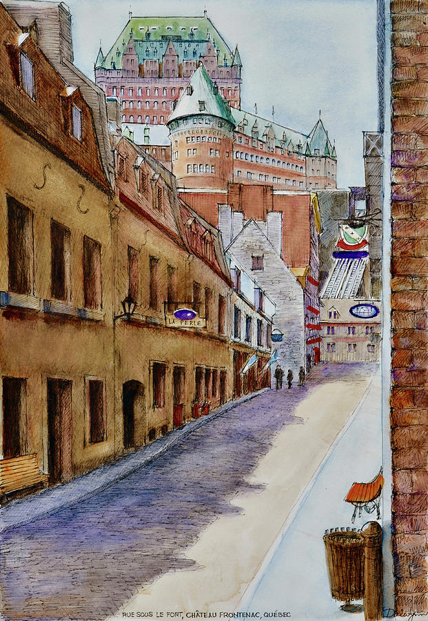 Rue Sous Le Fort Aquarelle Painting by Dai Wynn