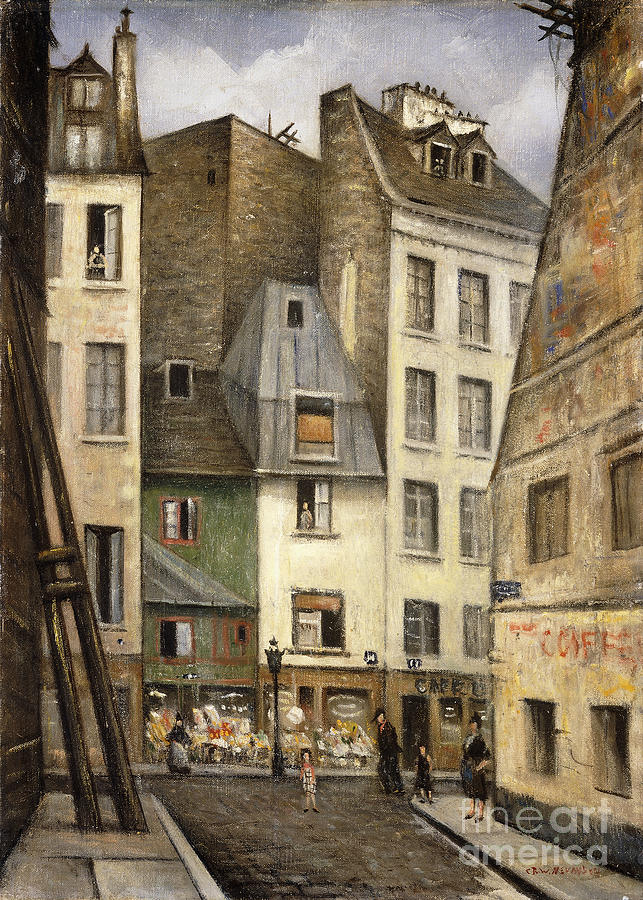Rue St. Julien Le Pauvre, Paris Painting by Christopher Richard Wynne Nevinson