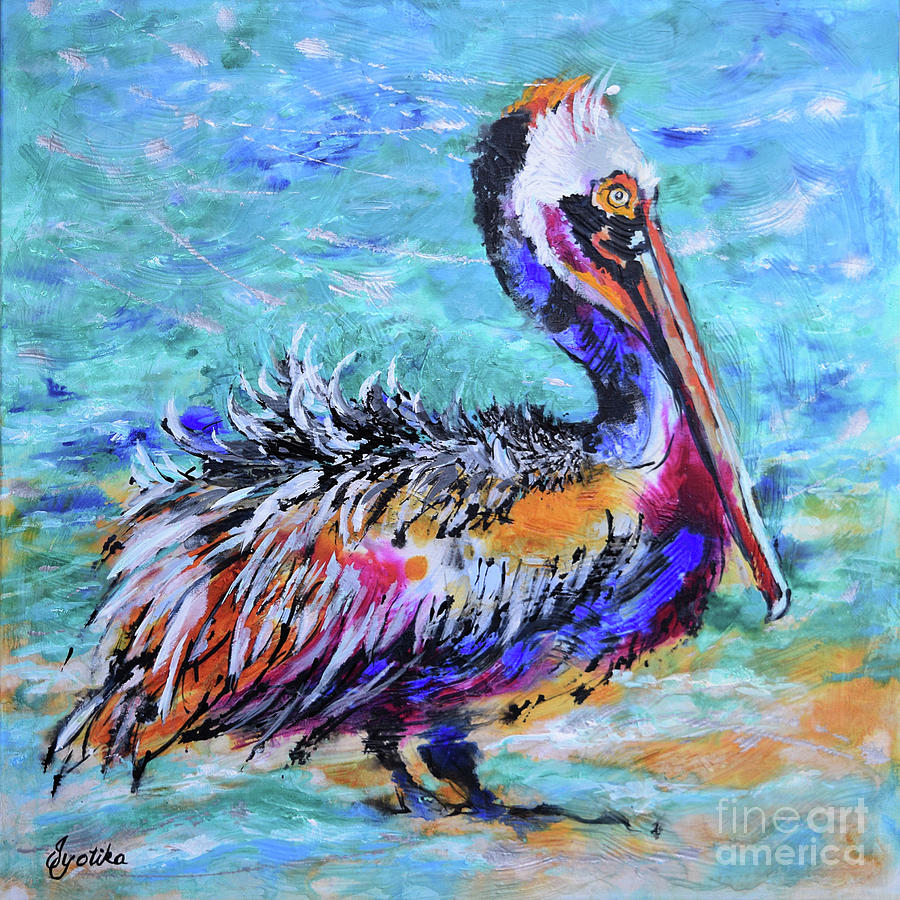 Ruffled Pelican Painting by Jyotika Shroff