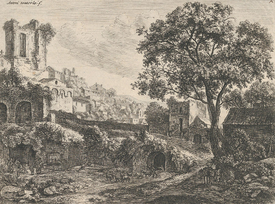 Ruin at the Entrance of a Town Relief by Antonie Waterloo