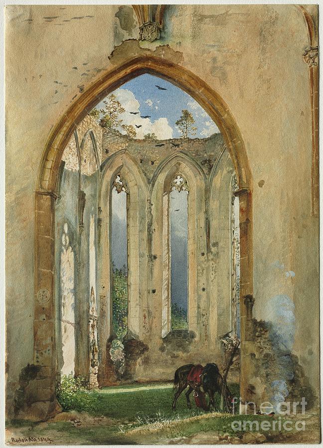 Ruin Of A Church Drawing by Heritage Images