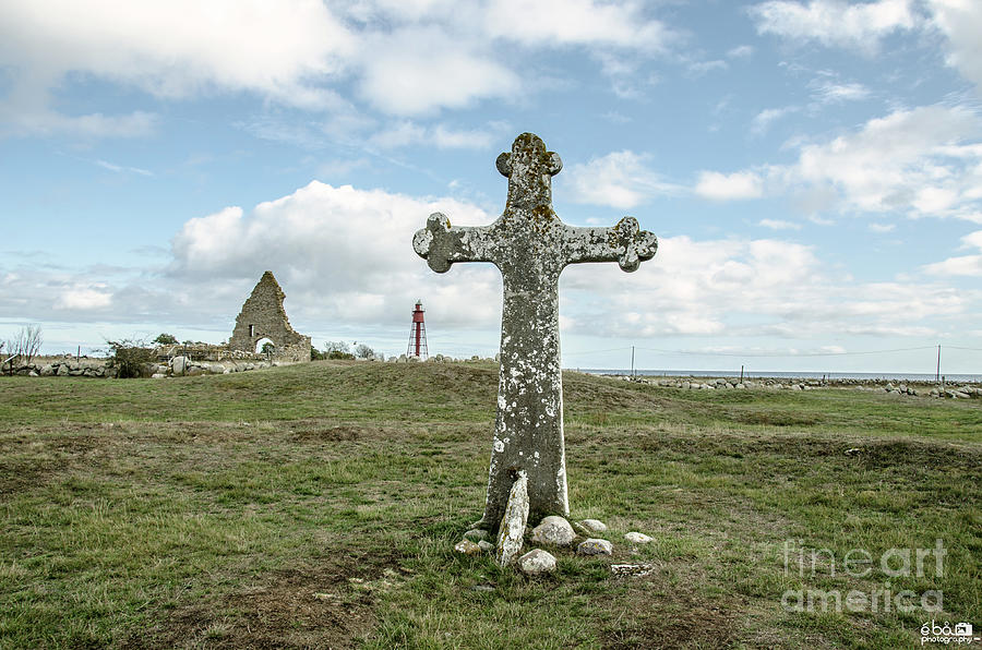 Ruins and stone Cross Photograph by Elaine Berger